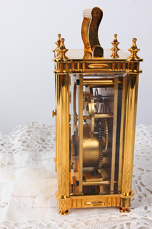 Carriage Clock Fignoles: This SPARTA has rounded fluted corner columns and the horizontal plates are also rounded.